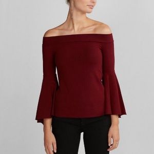 Express Off the Shoulder Top with Bell Sleeves
